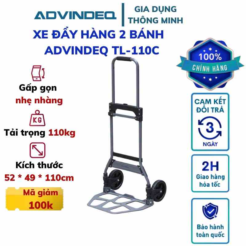 Xe đẩy hàng 2 bánh rút gọn ADVINDEQ TL-110C tải trọng 110kg nhập khẩu chính hãng bảo hành 12 tháng