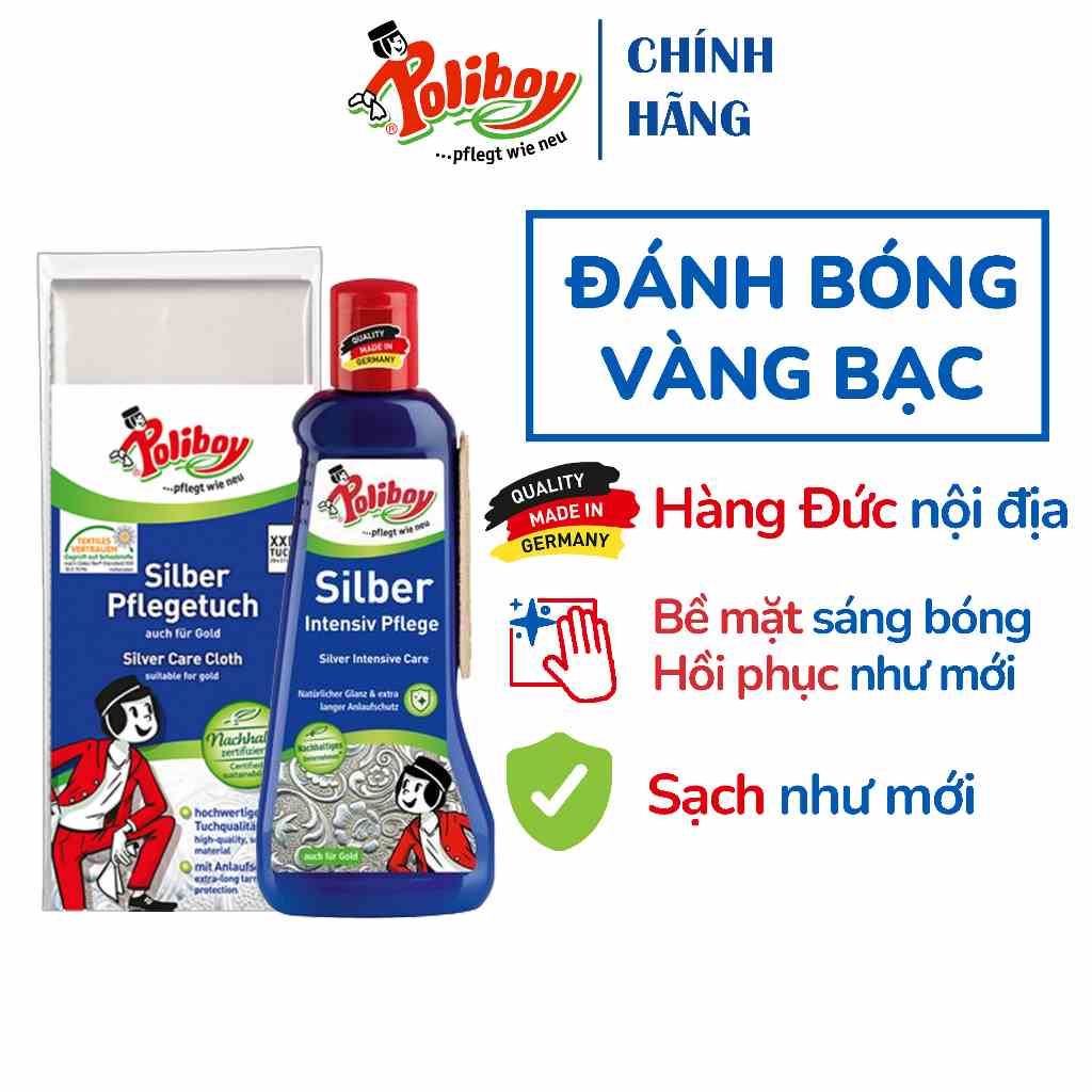 Vệ Sinh và Đánh Bóng Trang Sức Vàng Bạc POLIBOY Làm Sạch, Tẩy Xỉn Vàng Bạc, Kim Loại