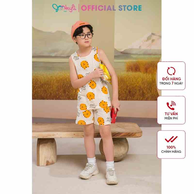 Bộ quần áo cotton sát nách cho bé trai JOOKYLI 95B0550