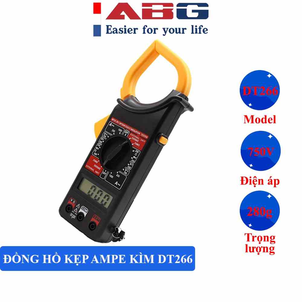 [Mã BMLTB200 giảm đến 100K đơn 499K] Kìm kẹp dòng ABG DT266 - 750VAC/1000VDC/1000A đo dòng điện nhanh chóng