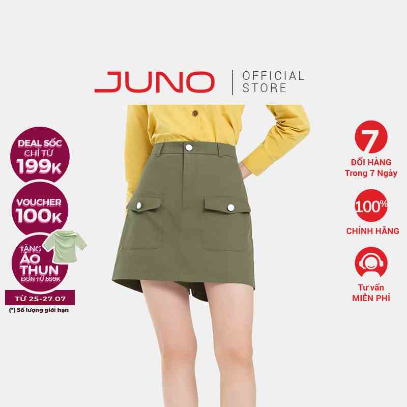 Quần Váy Nữ Thời Trang JUNO Dáng A Nắp Túi Hộp JNQSH005