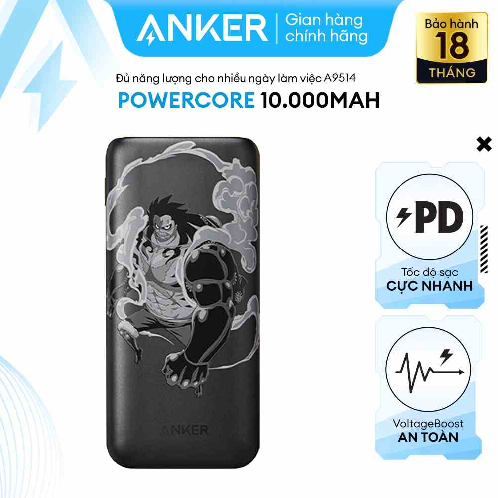 Pin Sạc Dự Phòng ANKER PowerCore 10K mAh PD REDUX ONE PIECE EDITION - A9514 - 1 Cổng USB-C và 1 Cổng USB-A Sạc Nhanh 22.