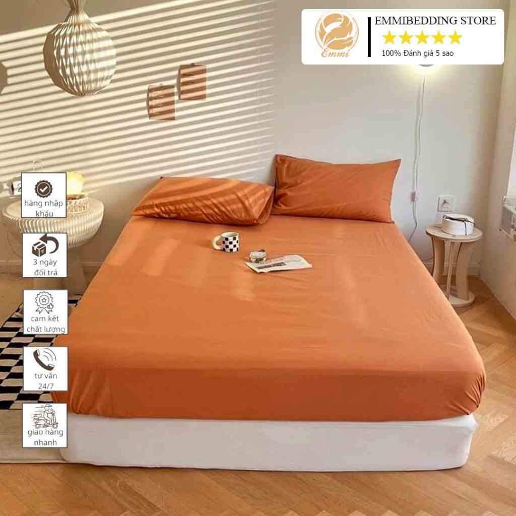 Bộ Ga giường, ga gối TC dùng cho homestay, nhà nghỉ và decor phòng ngủ EmmiBedding gồm 1 ga và 2 áo gối nằm