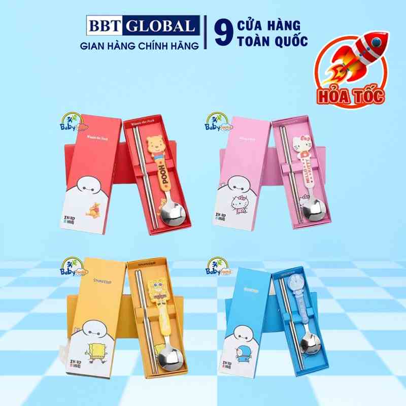 Bộ thìa đũa trẻ em thật inox 304 BBT GLOBAL mã 4001