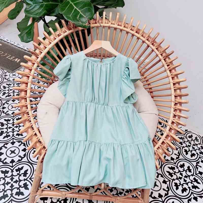 [Mã BMLTB200 giảm đến 100K đơn 499K] Váy bé gái dáng babydoll màu xanh cao cấp Sunkid CT1 4-12 tuổi