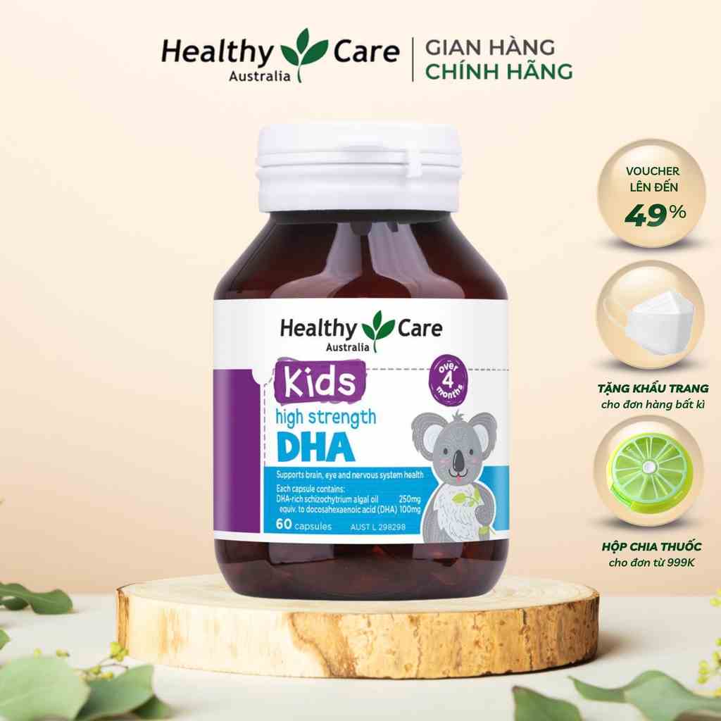 Viên Uống Bổ Sung Dưỡng Chất Cho Bé Healthy Care High Strength DHA 60 Viên