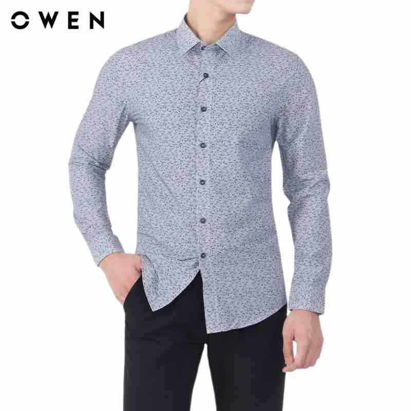 Áo sơ mi dài tay nam Owen Bamboo Slim Fit Xám hoạ tiết - AS20871D