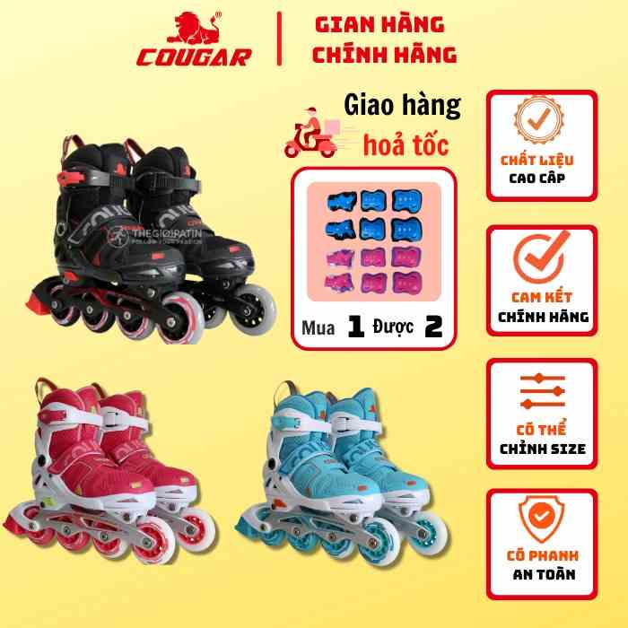 Giày Trượt Patin Trẻ Em Cougar 787 Chính Hãng , Bảo Hành 18 Tháng, Tặng Kèm Túi Đựng Patin Chuyên Dụng