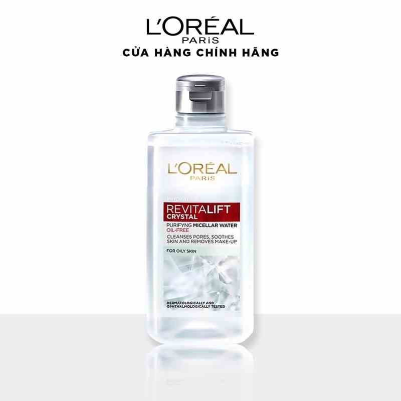 [Quà tặng không bán] Nước làm sạch và tẩy trang mềm mịn cho da dầu LOreal Paris Revitalift Crystal Micellar Water 95ml