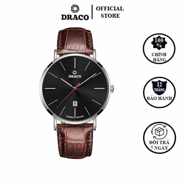 Đồng Hồ Nam Phong Cách DRACO D21-ST02 “Classic Boy” ĐEN DÂY DA NÂU