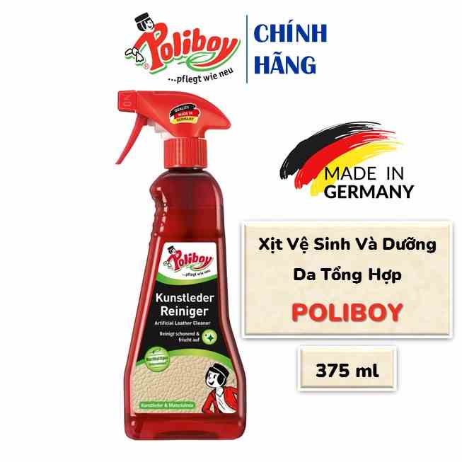 Xịt Vệ Sinh Đồ Da Nhân Tạo POLIBOY Bảo Dưỡng Túi Da Tổng Hợp, Giày Giả Da 375ml