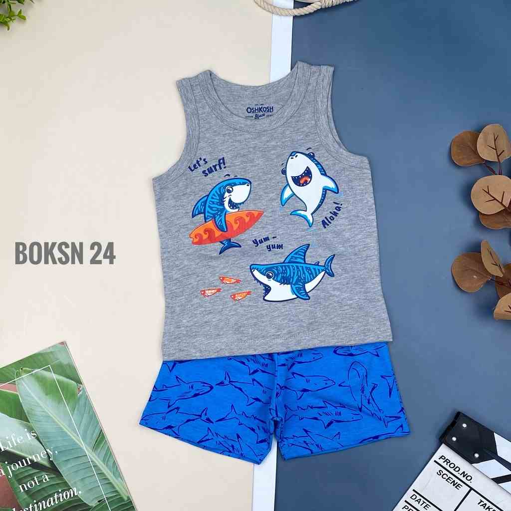 Bộ quần áo bé trai LITIBABY sát nách, size 1/7T, chất vải cotton mềm mát, thấm hút mồ hôi tốt