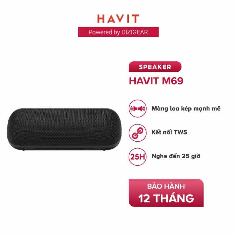 Loa Bluetooth HAVIT M69 Công Suất 2x8W, BT 5.0,Màng Loa 48mm, Kháng IPX7, Nghe Đến 25H - Chính Hãng BH 12 Tháng