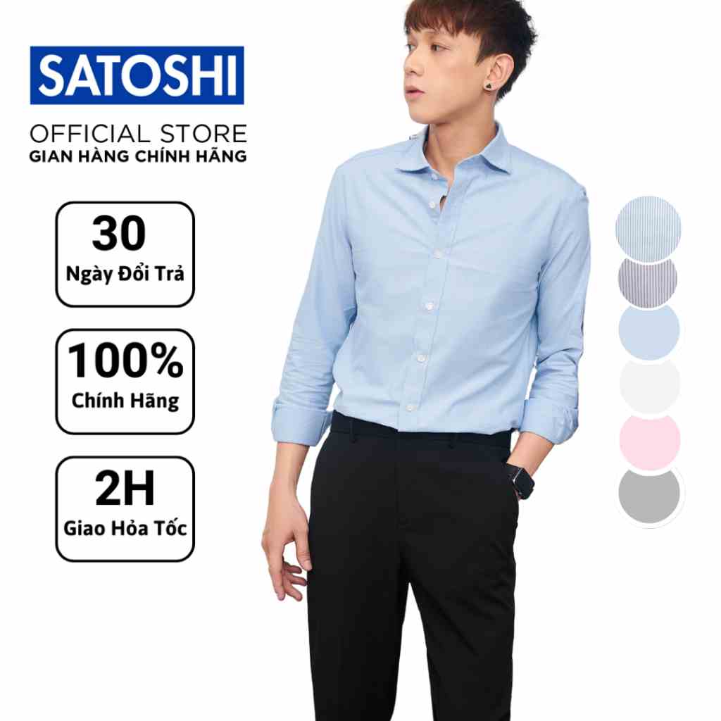 Áo sơ mi nam Oxford Satoshi SASM88 tay dài nhiều màu chất cotton thấm hút mồ hôi tốt