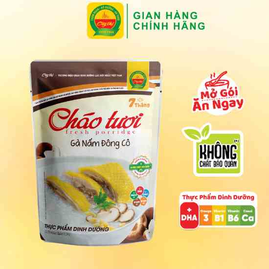 Cháo Tươi Gà Nấm Đông Cô Cây Thị Mở Gói Ăn Ngay 240G