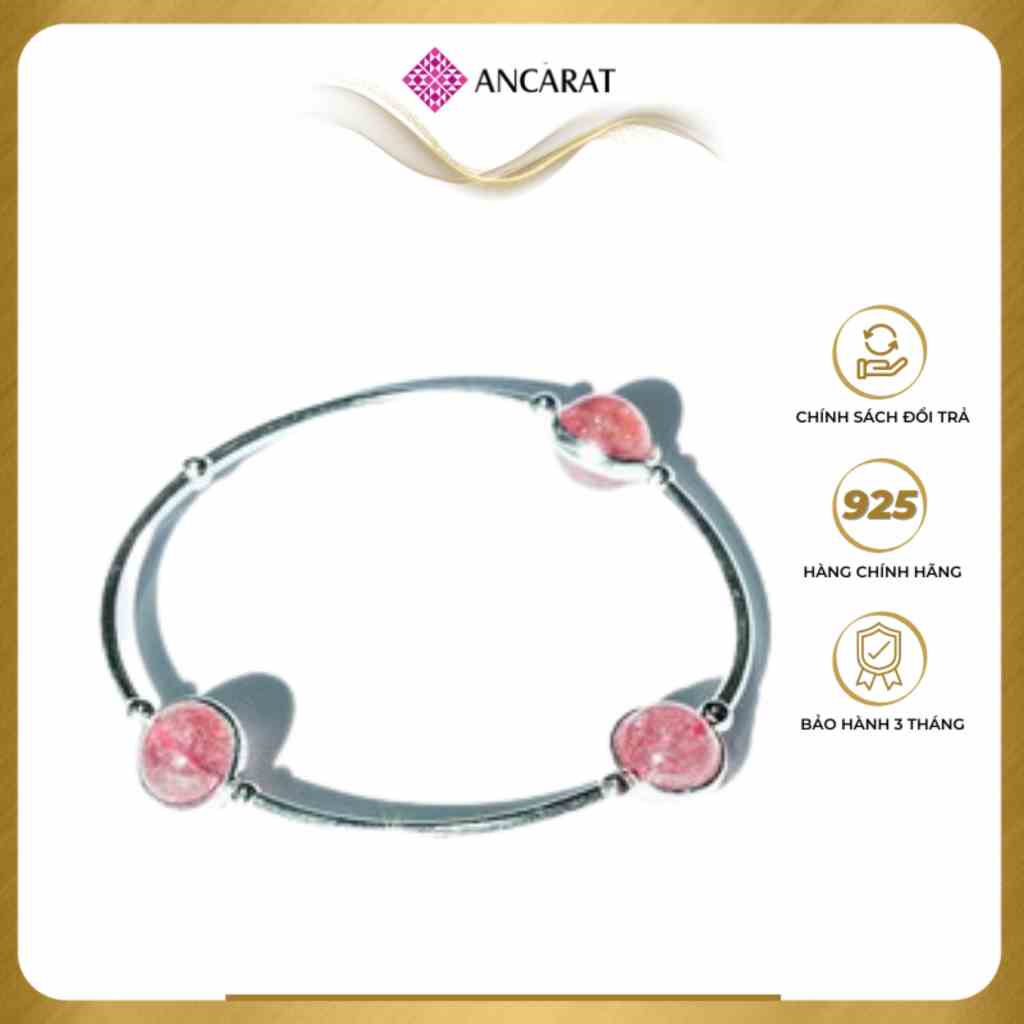 [Mã BMLTB35 giảm đến 35K đơn 99K] ANCARAT - Vòng bạc 3 hạt đá thạch anh dâu ngũ hành - VD13