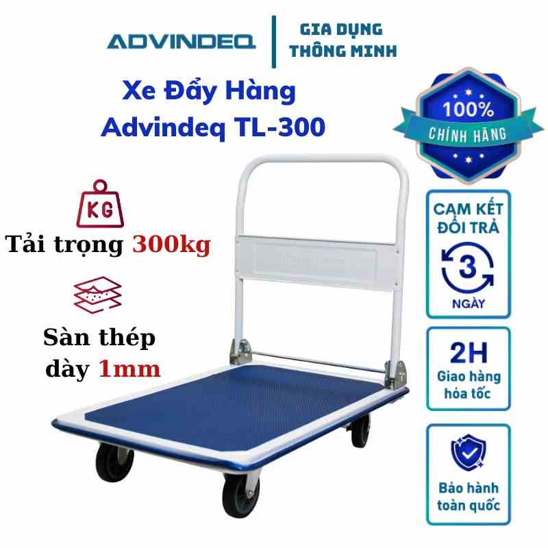 Xe đẩy hàng gấp gọn Advindeq TL-300 tải trọng 300kg dễ dàng di chuyển sàn thép chắc chắn dày 1mm bảo hành 12 tháng