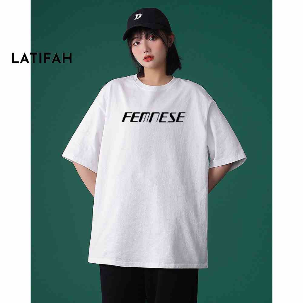 Áo thun unisex tay lỡ Latifah form rộng in chữ FEMNESE AT08 chất vãi dày dặn co giãn 2 chiều