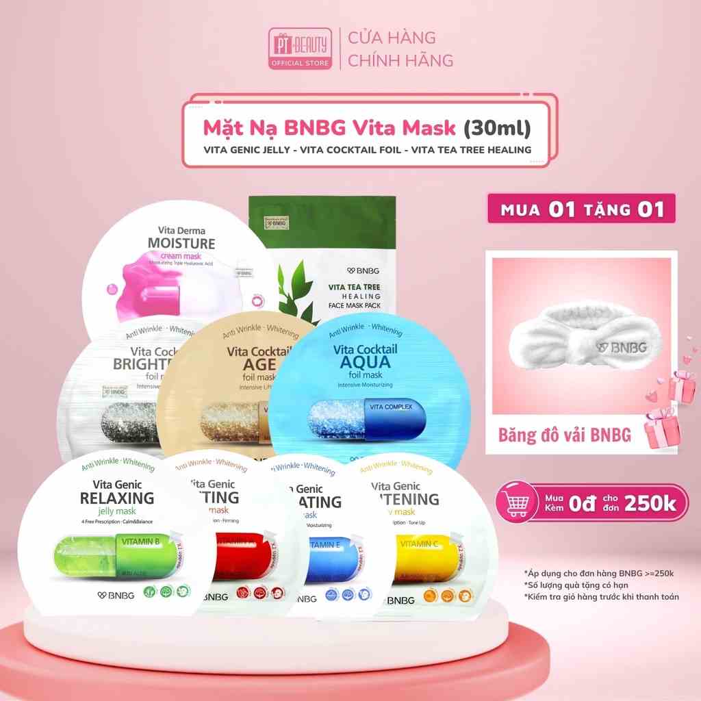 [Mã BMLT35 giảm đến 35K đơn 99K] Mặt nạ BNBG Vita Mask giảm mụn, phục hồi, cấp ẩm, nuôi dưỡng da toàn diện 30ml Hàn Quốc