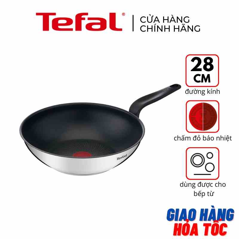 Chảo xào sâu lồng inox 28cm chống dính đế từ Tefal Primary E3091904 - Hàng chính hãng