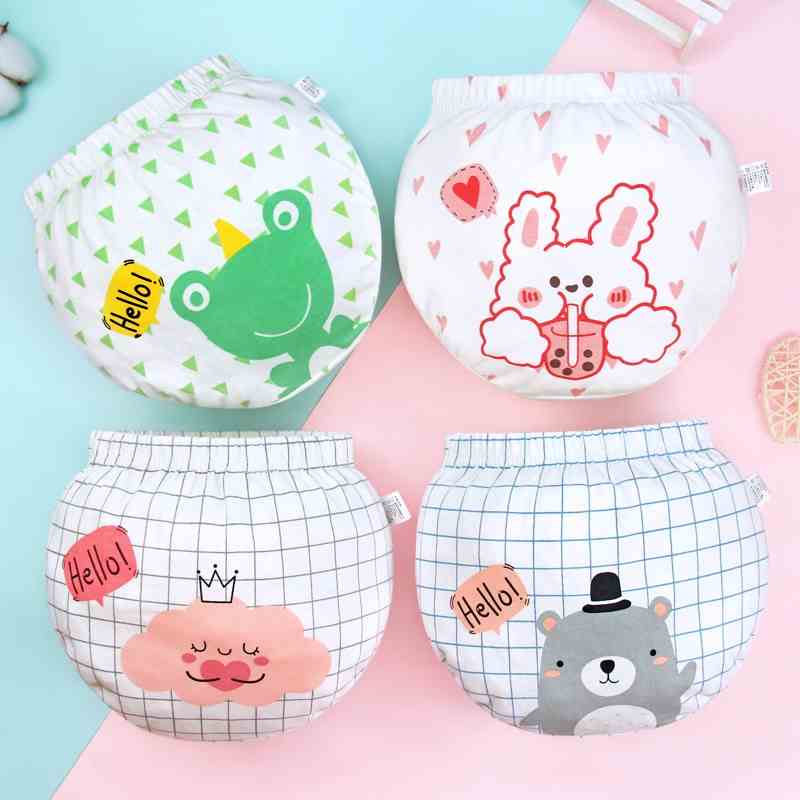 Quần lót LUCKY BIG CAT chất liệu cotton nguyên chất họa tiết hoạt hình dễ thương cho trẻ sơ sinh