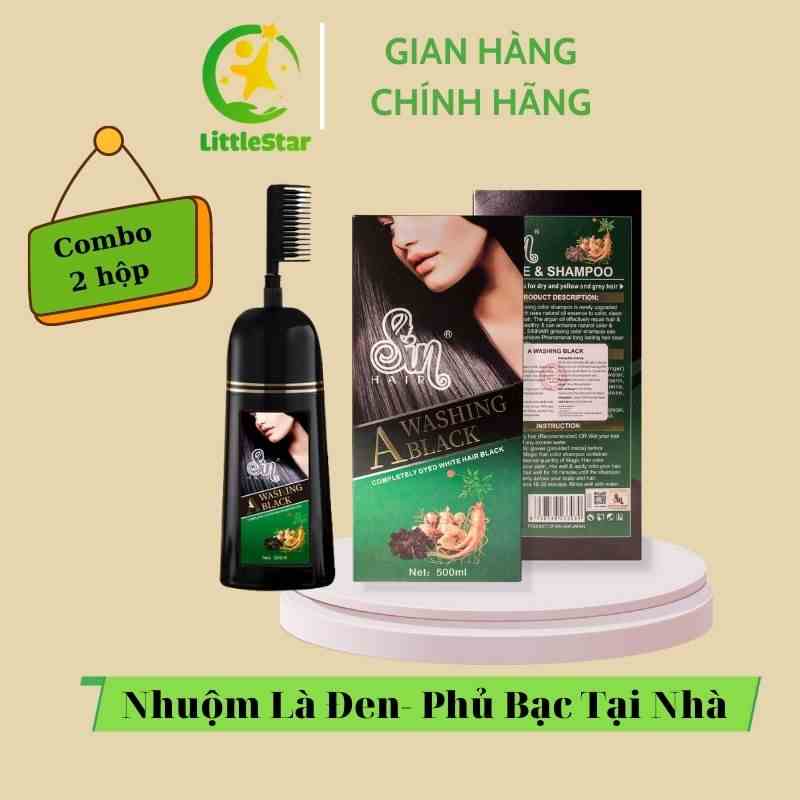 2 Hộp Nhuộm Tóc Sin Hair 500ml Có Lược Chải - Phủ Bạc Tóc Tại nhà Nhanh Chóng Không Ngứa Rát Da Đầu