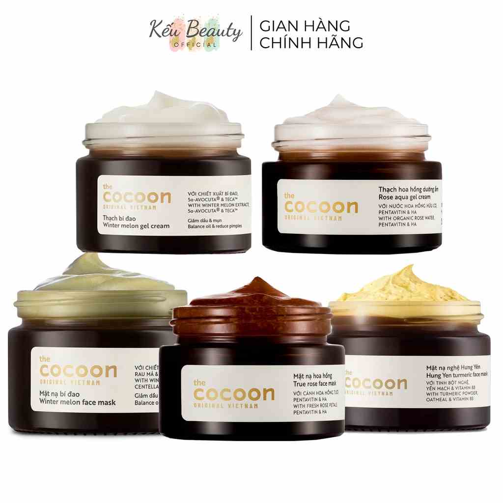 Mặt nạ, thạch dưỡng da Cocoon cấp ẩm, giảm mụn và mờ thâm 30ml/100ml (Hoa Hồng / Bí Đao / Nghệ)