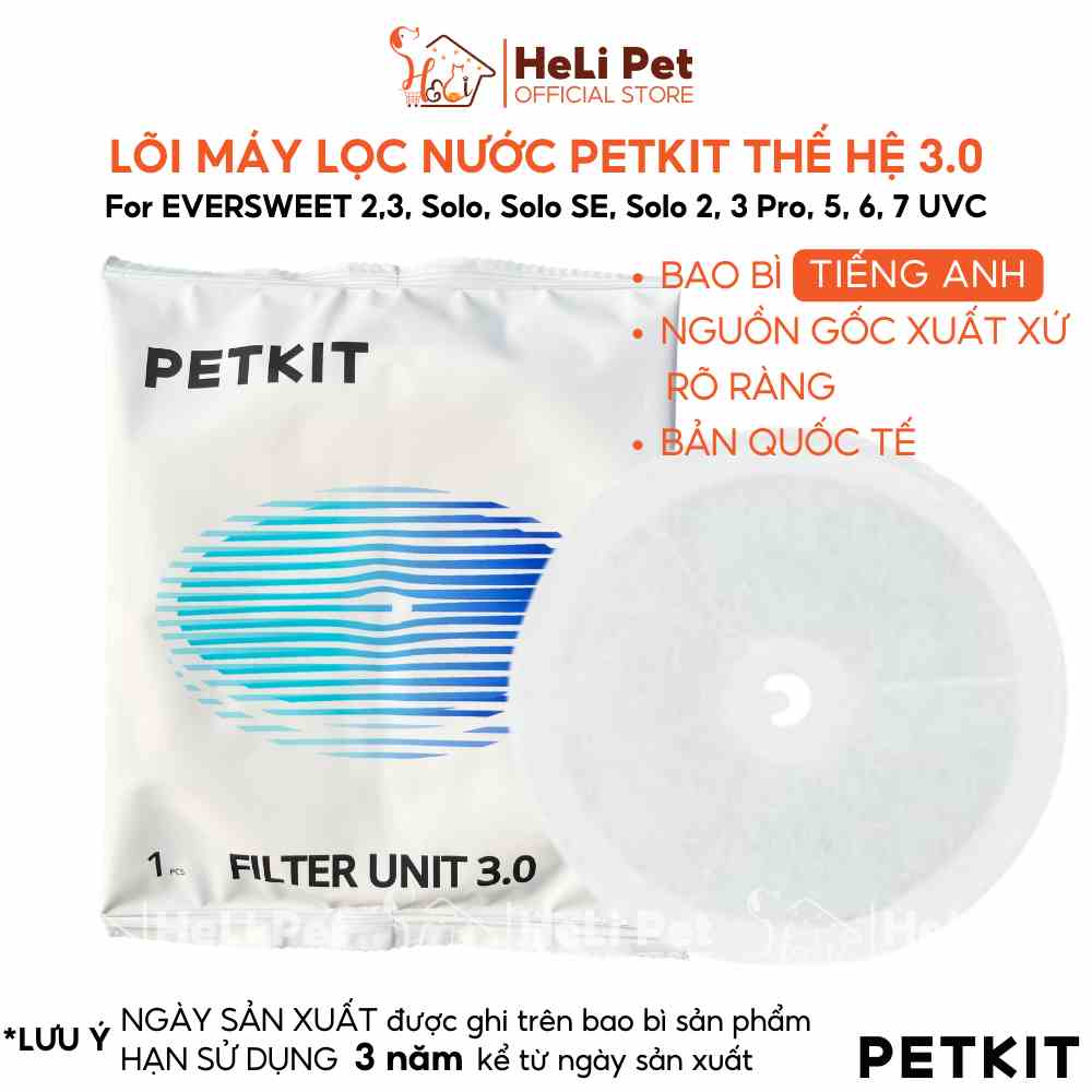 [Bản Quốc Tế] Lõi Lọc Nước PETKIT Dùng Cho Eversweet Solo, Solo SE, 2, 3, 6,7 thế hệ 3.0 - HeLiPet