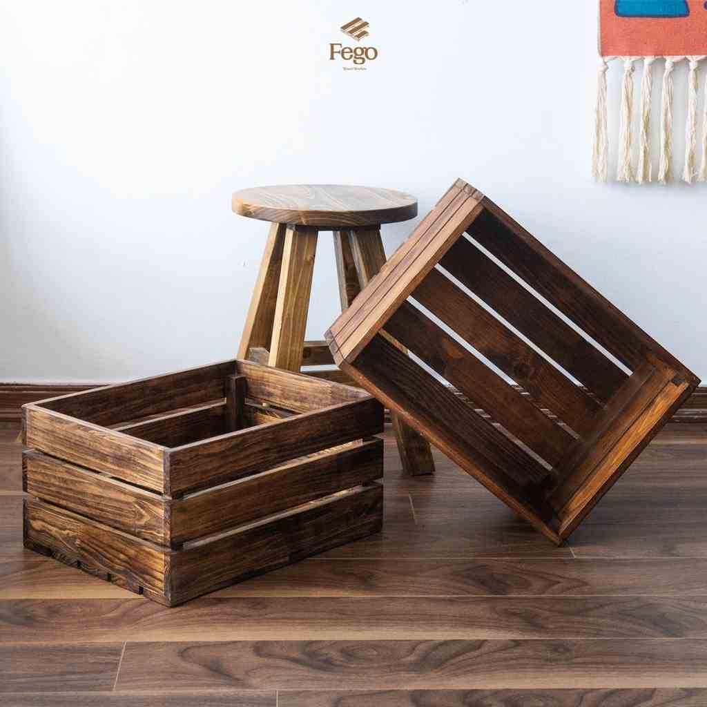 [Mã BMLTA35 giảm đến 35K đơn 99K] Hộp gỗ pallet FEGO gỗ thông tự nhiên đa năng