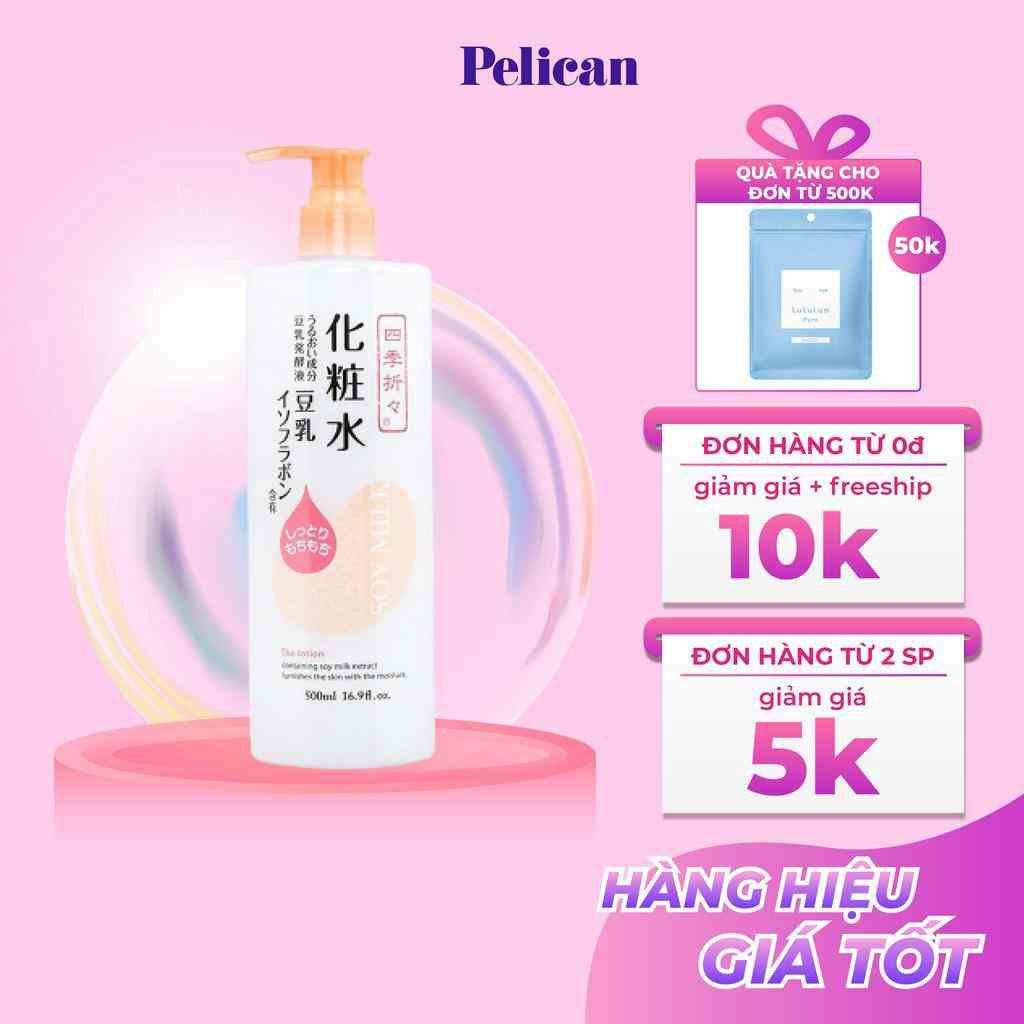 [Mã BMLTB35 giảm đến 35K đơn 99K] Nước hoa hồng chiết xuất đậu nành Kumano Shikiori Soy Milk The Lotion 500ml