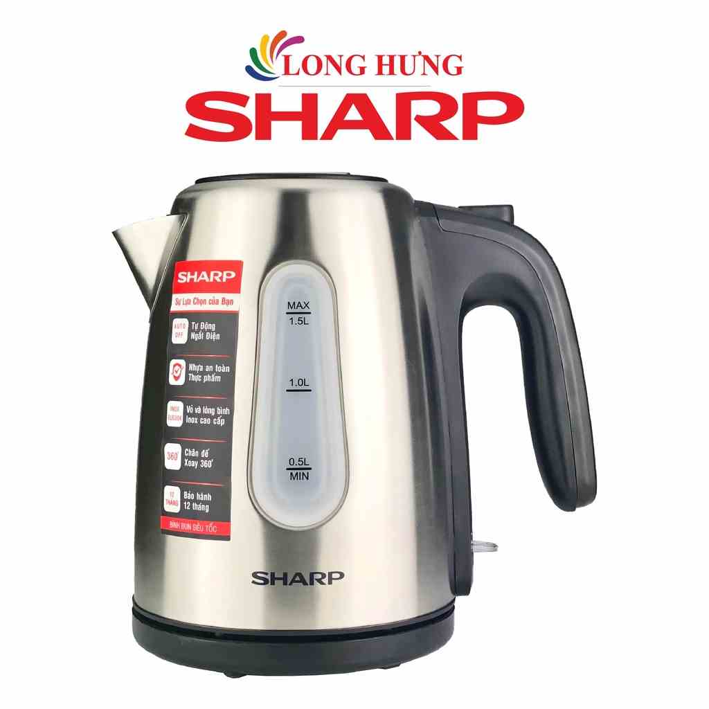 [Mã BMLTB35 giảm đến 35K đơn 99K] Bình đun siêu tốc Sharp 1.5 lít EKJ-15EVS-ST - Hàng chính hãng