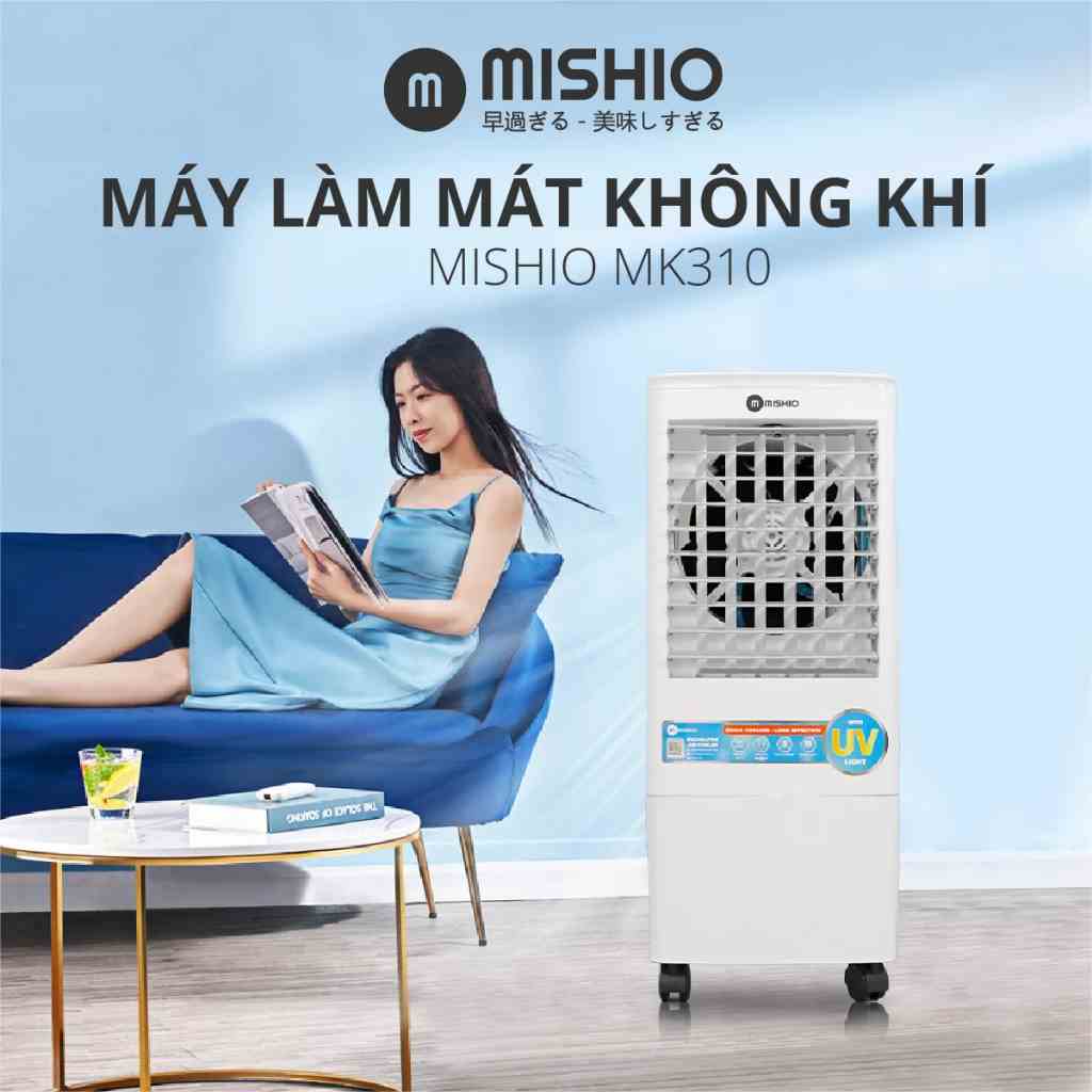 Máy làm mát không khí Mishio MK310 diệt khuẩn tia UV dung tích 20L