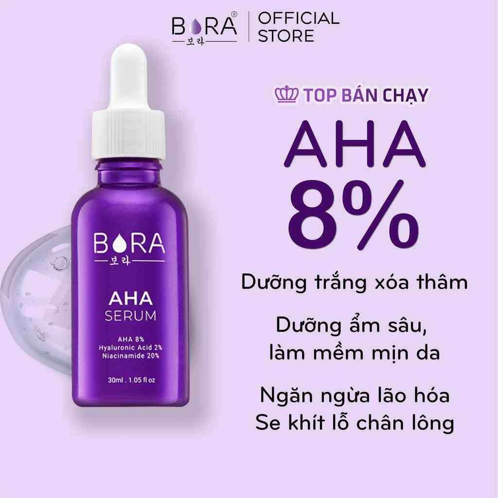 Tinh Chất Serum Ngăn Ngừa Mụn Dưỡng Ẩm Cho Da BORA AHA 8% Lọ 30ml