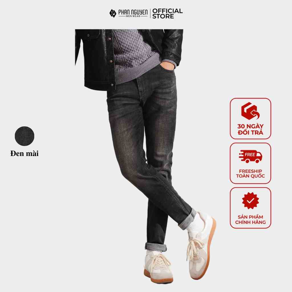 Quần jean nam đen cao cấp Phan Nguyễn, kiểu dáng slim fit, thiết kế trẻ trung, nam tính, độ bền cao, co giãn tốt QBD.022