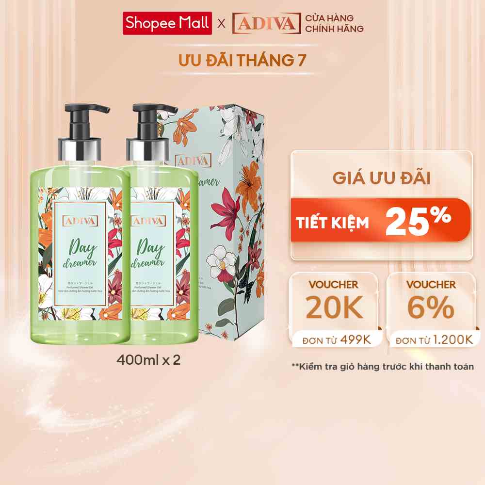 Combo 2 Sữa Tắm Dưỡng Ẩm Hương Nước Hoa Adiva Day Dreamer 400ml