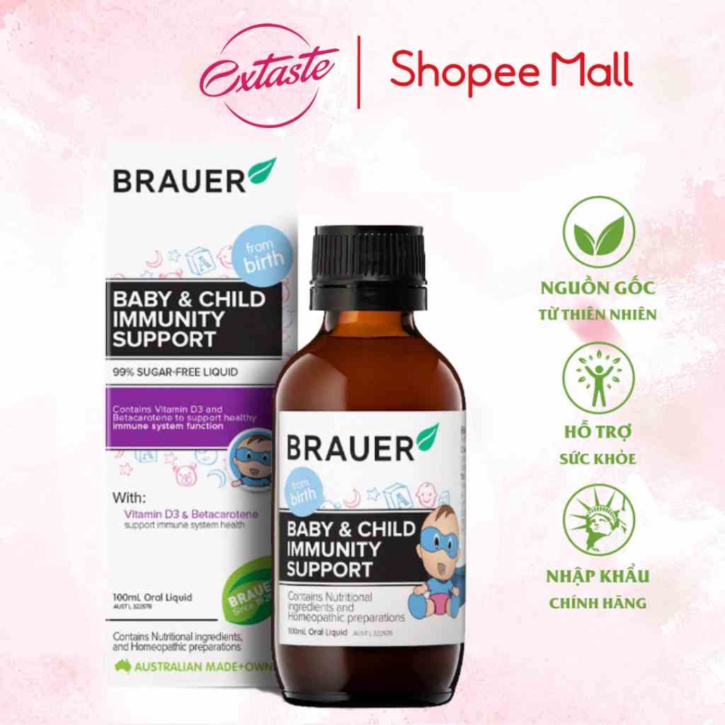 Siro tăng sức đề kháng Brauer Baby & Child Immunity Support 100ml cho trẻ từ 1-12 tuổi