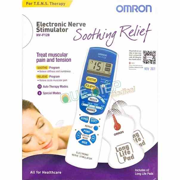 OMRON HV-F128 - Máy massage xung điện OMRON HV F128 hỗ trợ trị liệu, giảm đau nâng cao (12 chương trình)