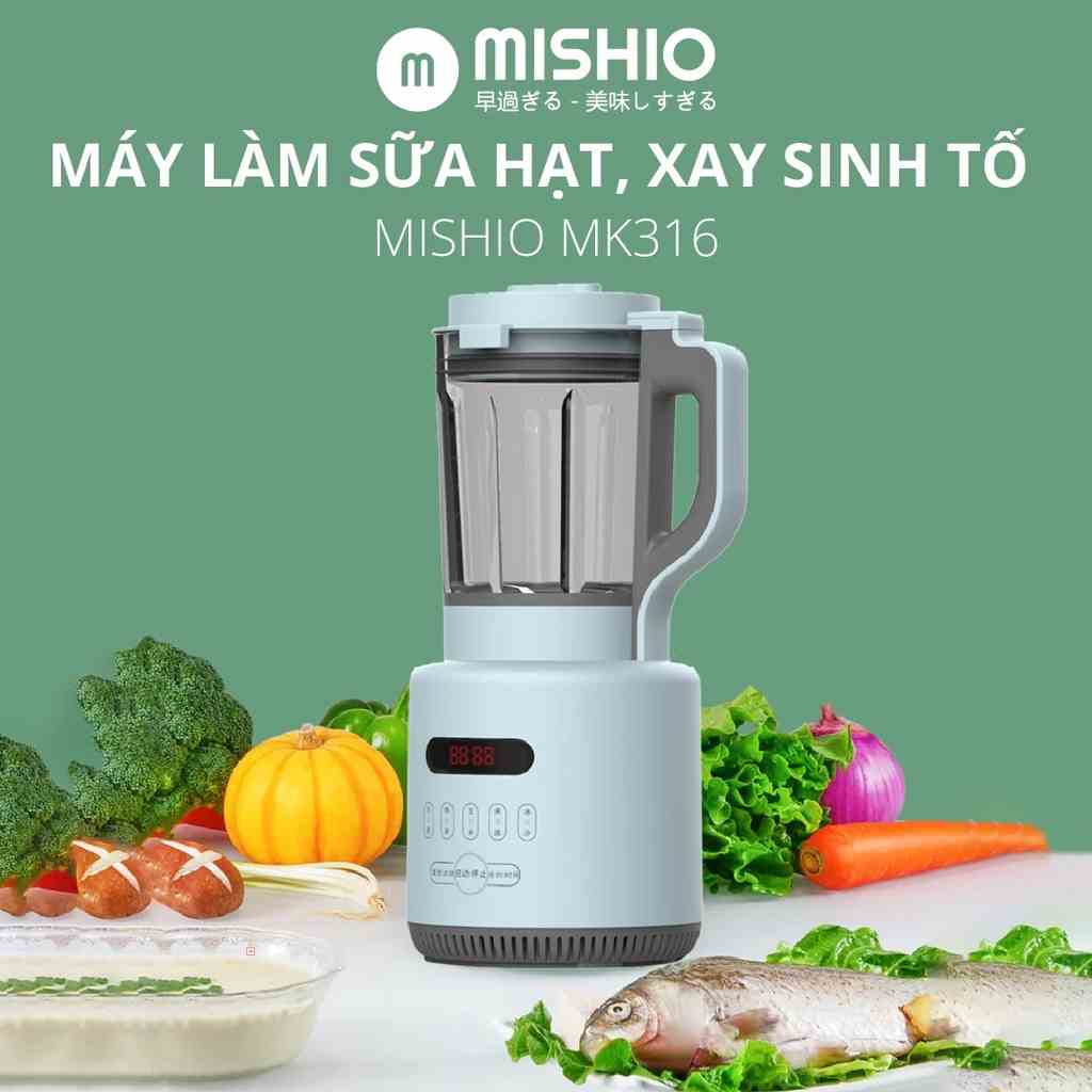 Máy làm sữa hạt Xay Nấu Đa Năng 800W nhuyễn mịn không cần lọc bã Mishio MK316 - Hàng Chính Hãng