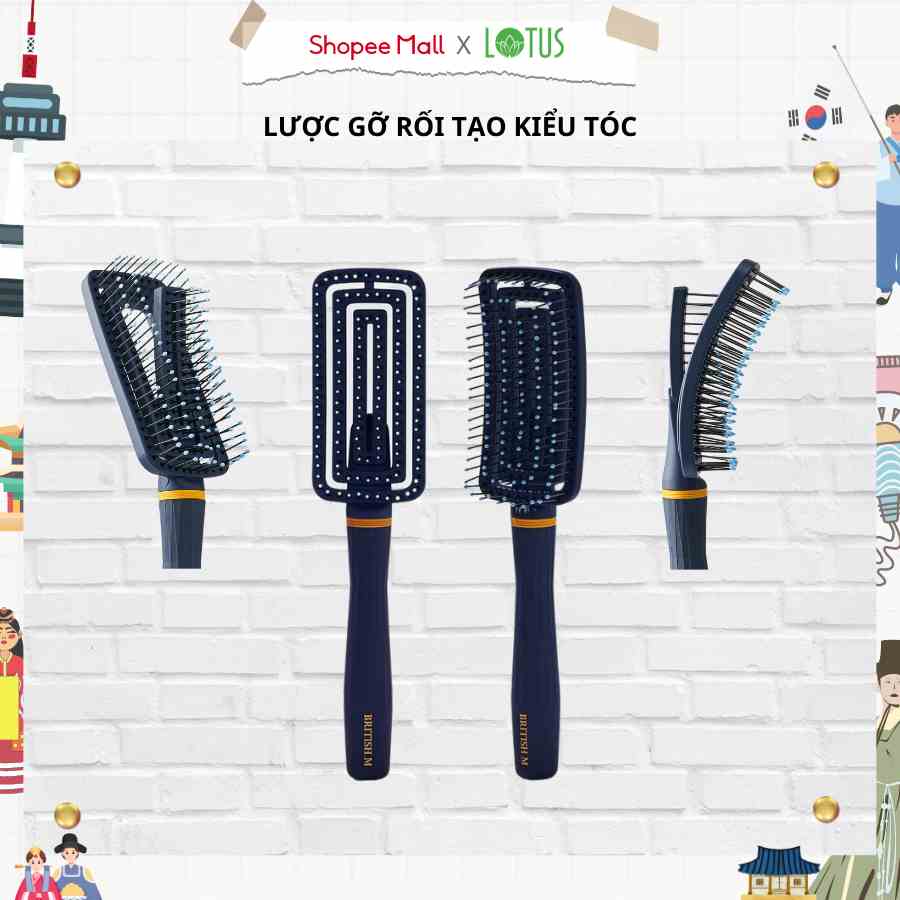 Lược gỡ rối chống rụng, sấy tạo kiểu và làm khô nhanh tóc BRITISH M FLEX GENTLE BRUSH