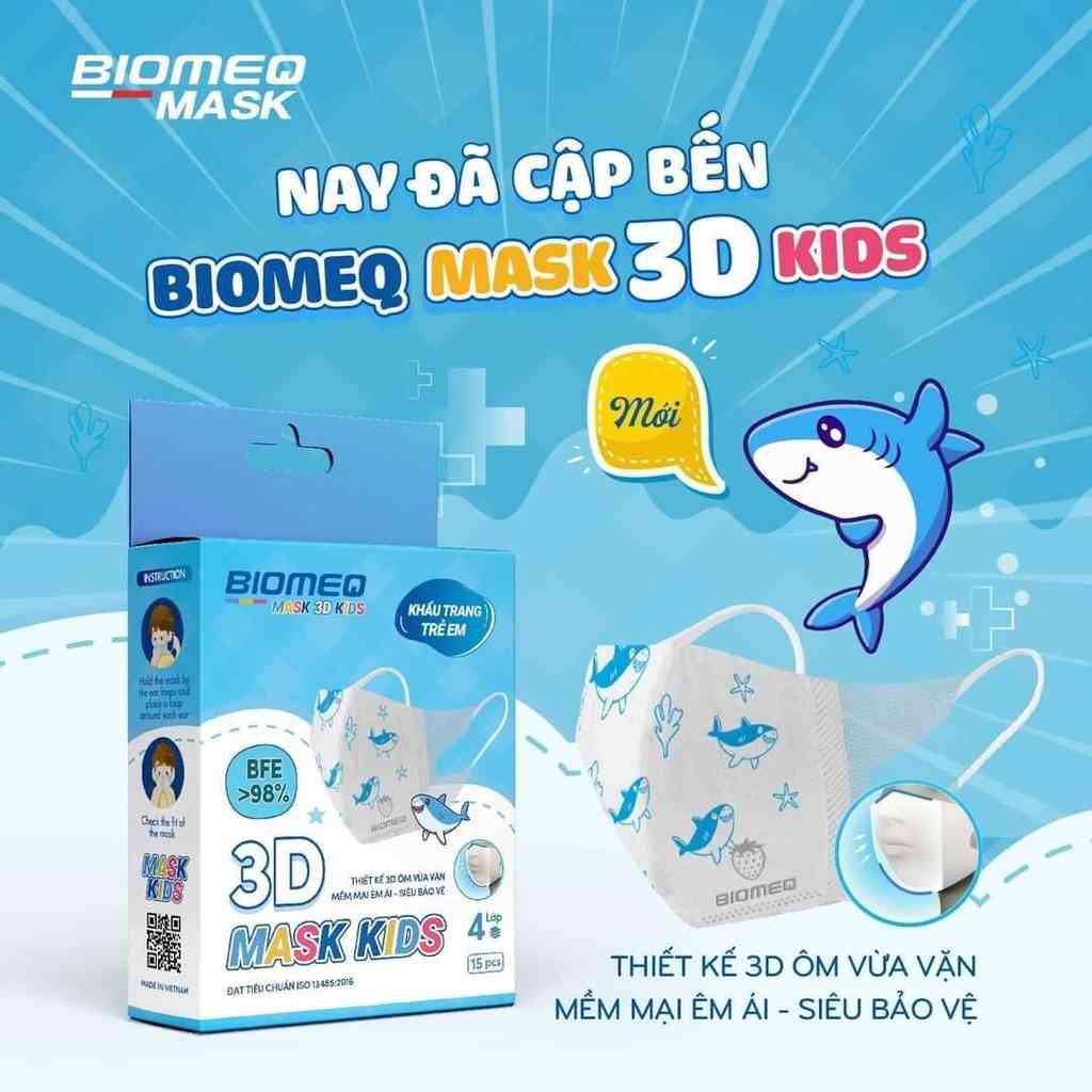 Khẩu trang 3D Kid dùng cho trẻ em BIOMEQ MASK dùng cho bé ( 2 - 5 tuổi ) hộp 15 cái - MEDICAL