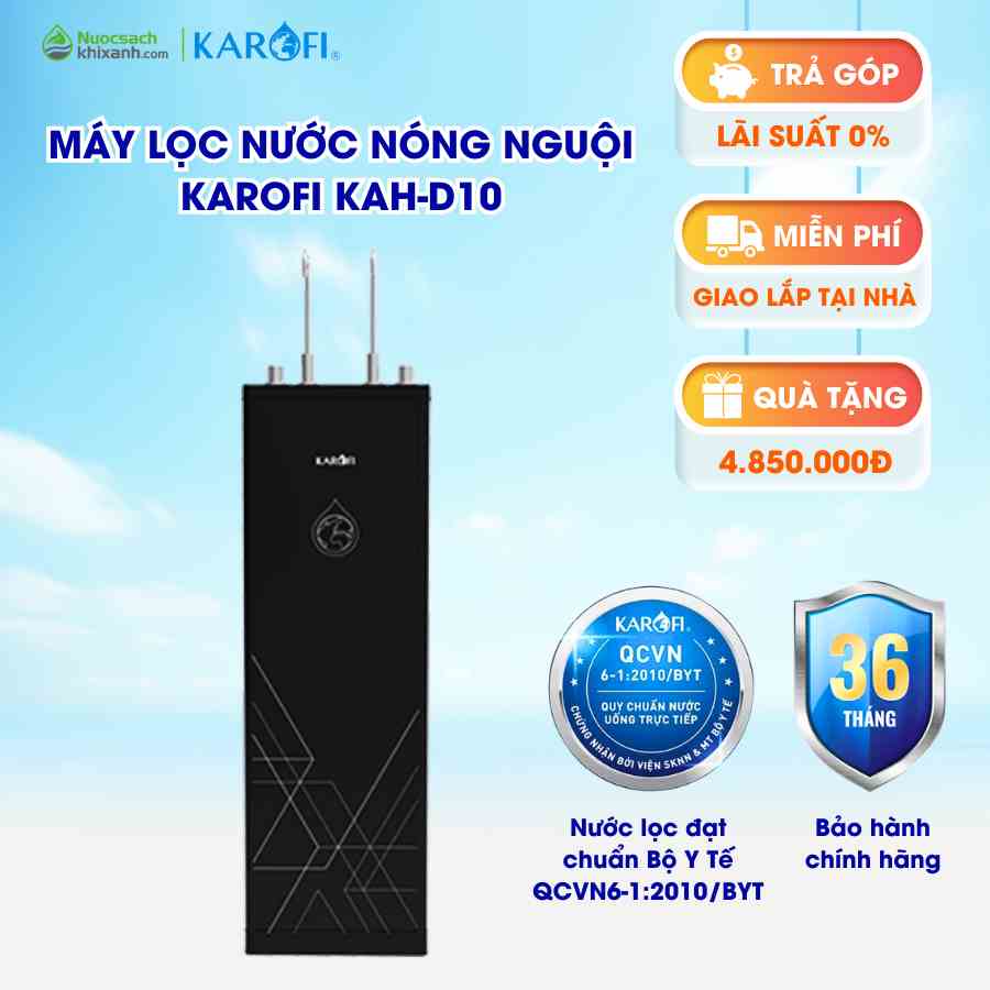 [Mã BMLTA35 giảm đến 35K đơn 99K] Máy lọc nước Nóng Nguội Karofi KAH-D10,10 lõi lọc SMAX