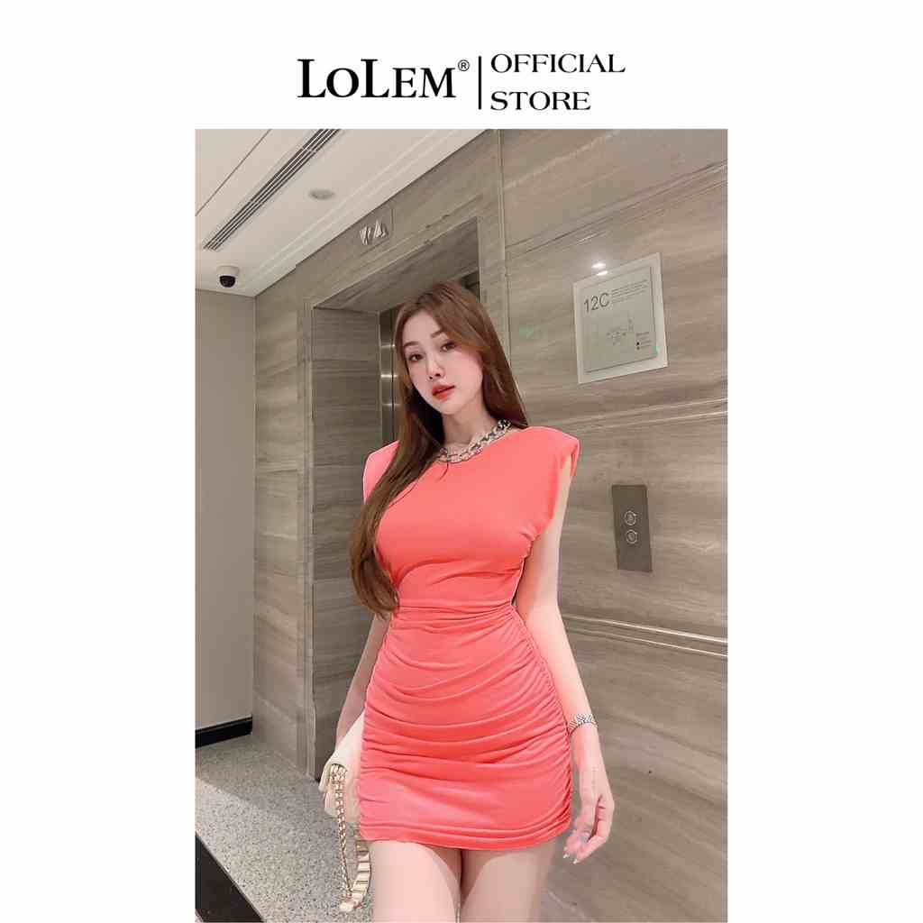 Đầm body hở lưng chất thun umi lụa thân váy rút nhún ôm sát cơ thể LOLEM CLOTHING DO183