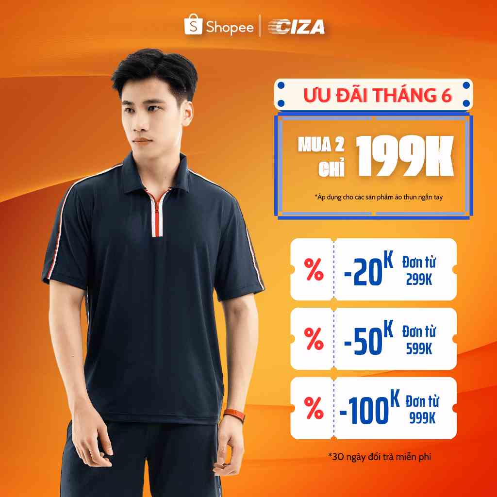 Áo thun polo ngắn cộc tay nam CIZA basic cổ bẻ thanh lịch cao cấp trẻ trung size S M L XL màu navy APNR60