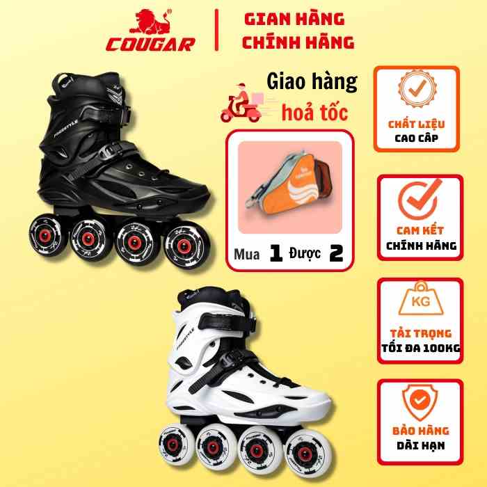 Giày Patin Người Lớn Cougar Freestyle M2 Chính Hãng Có Form Chắc Chắn, Frame Hợp Kim Nhôm