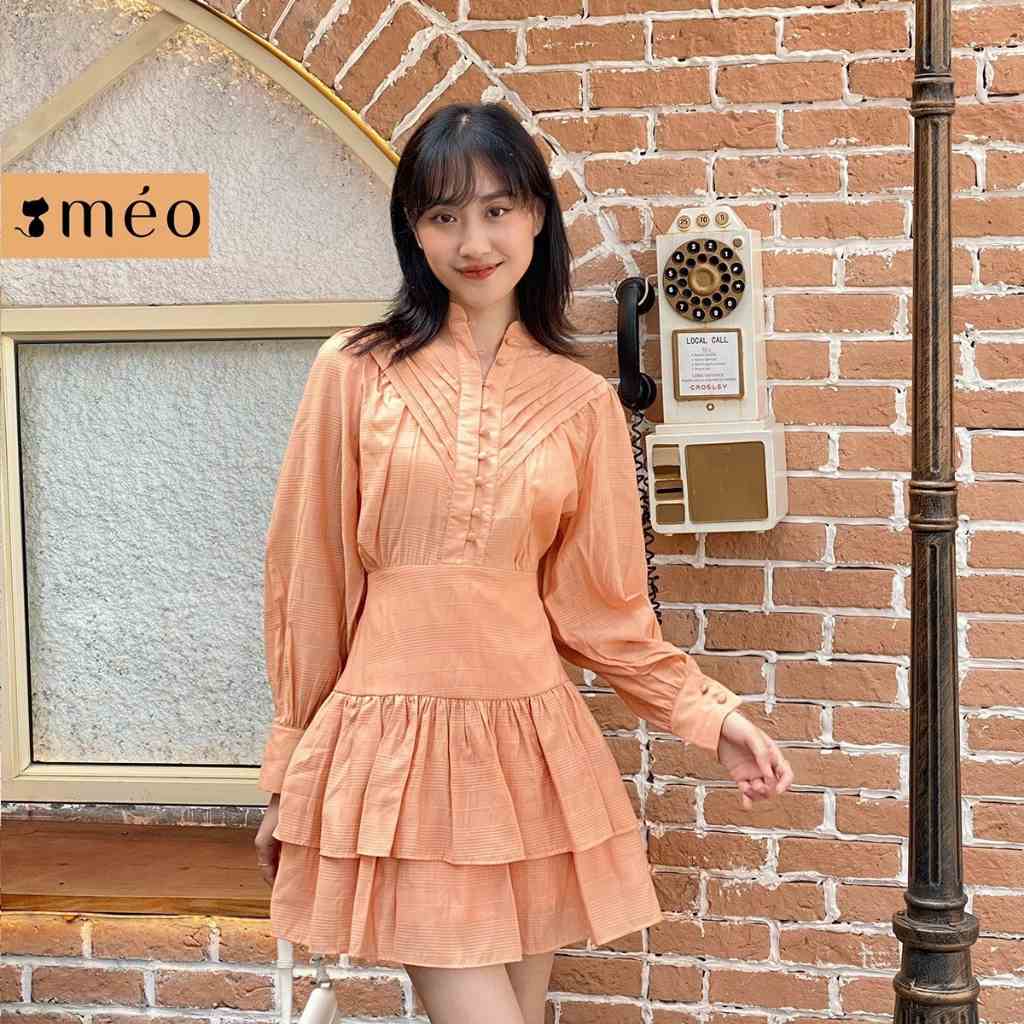 Váy liền nữ Méo shop tay bồng bo eo dáng xoè Juliing