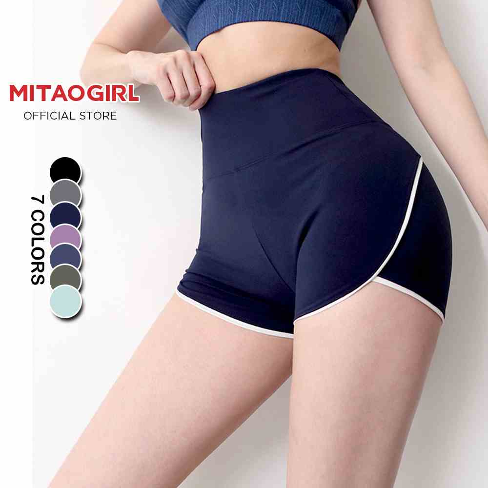 Quần short tập gym yoga nữ MITAOGIRL dáng quần đùi ngắn cạp cao chất liệu thun poly mền mịn co giãn