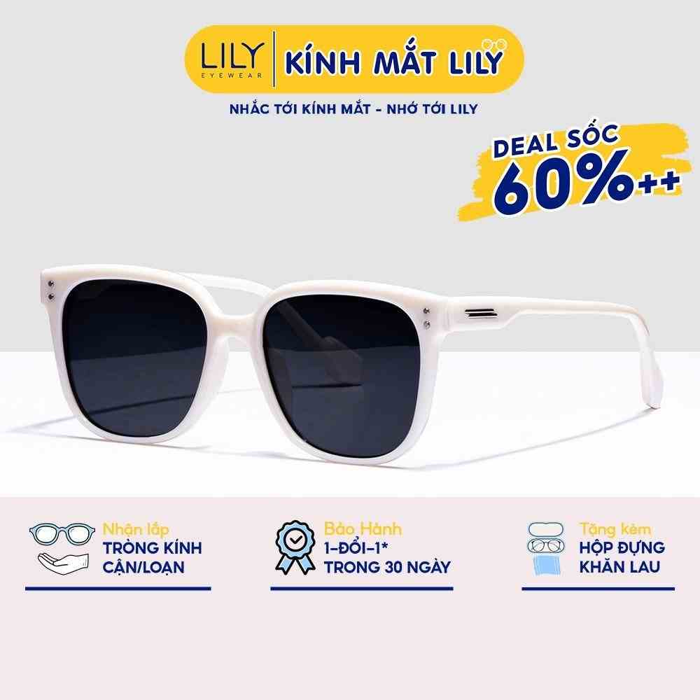 Kính mát nam nữ LILYEYEWEAR mắt vuông to chống tia UV400 chống bụi đi đường bảo vệ mắt họa tiết thời trang 95166