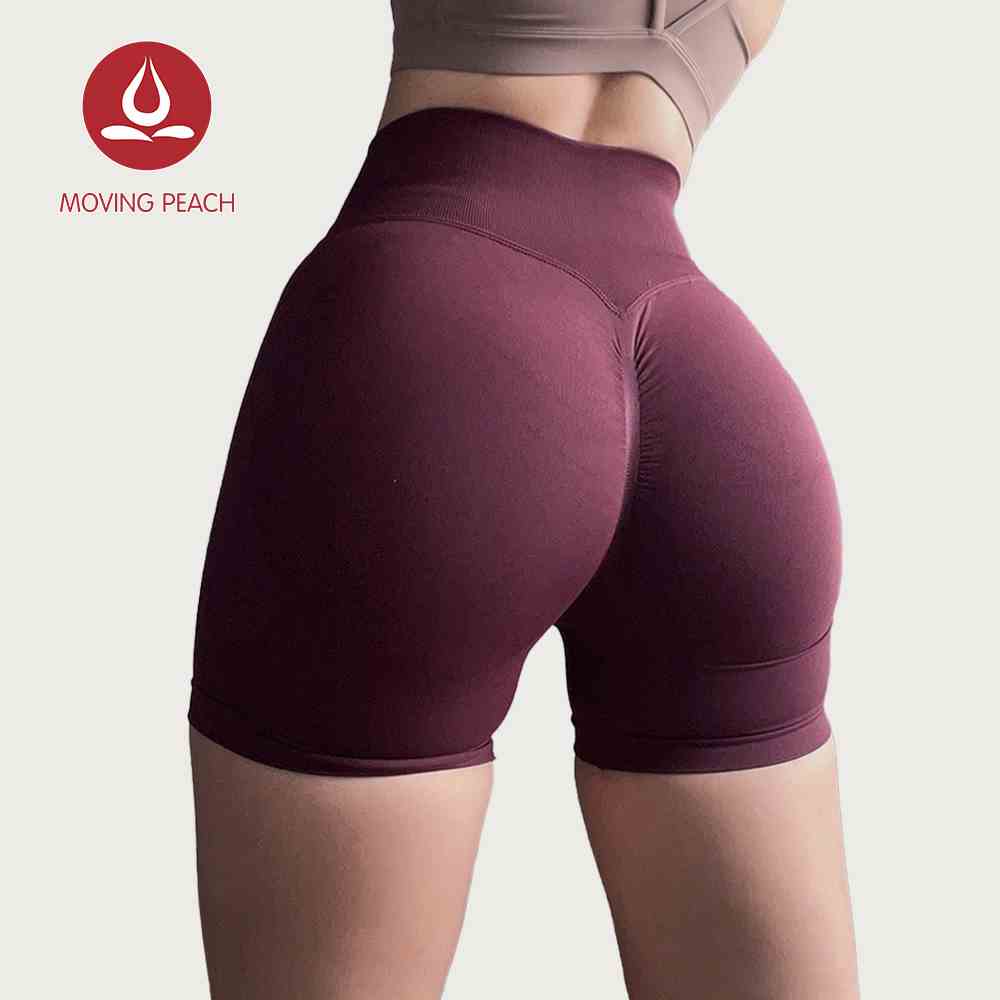 MOVING PEACH APJ Quần Short Lưng Cao Không Đường May Tập Thể Dục Cho Nữ