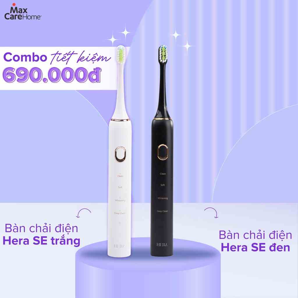 [COMBO GIẢM 690K] Combo 2 Bàn Chải Điện Sonic Sạch Sâu Maxcare Hera Whitening SE Nhật Bản