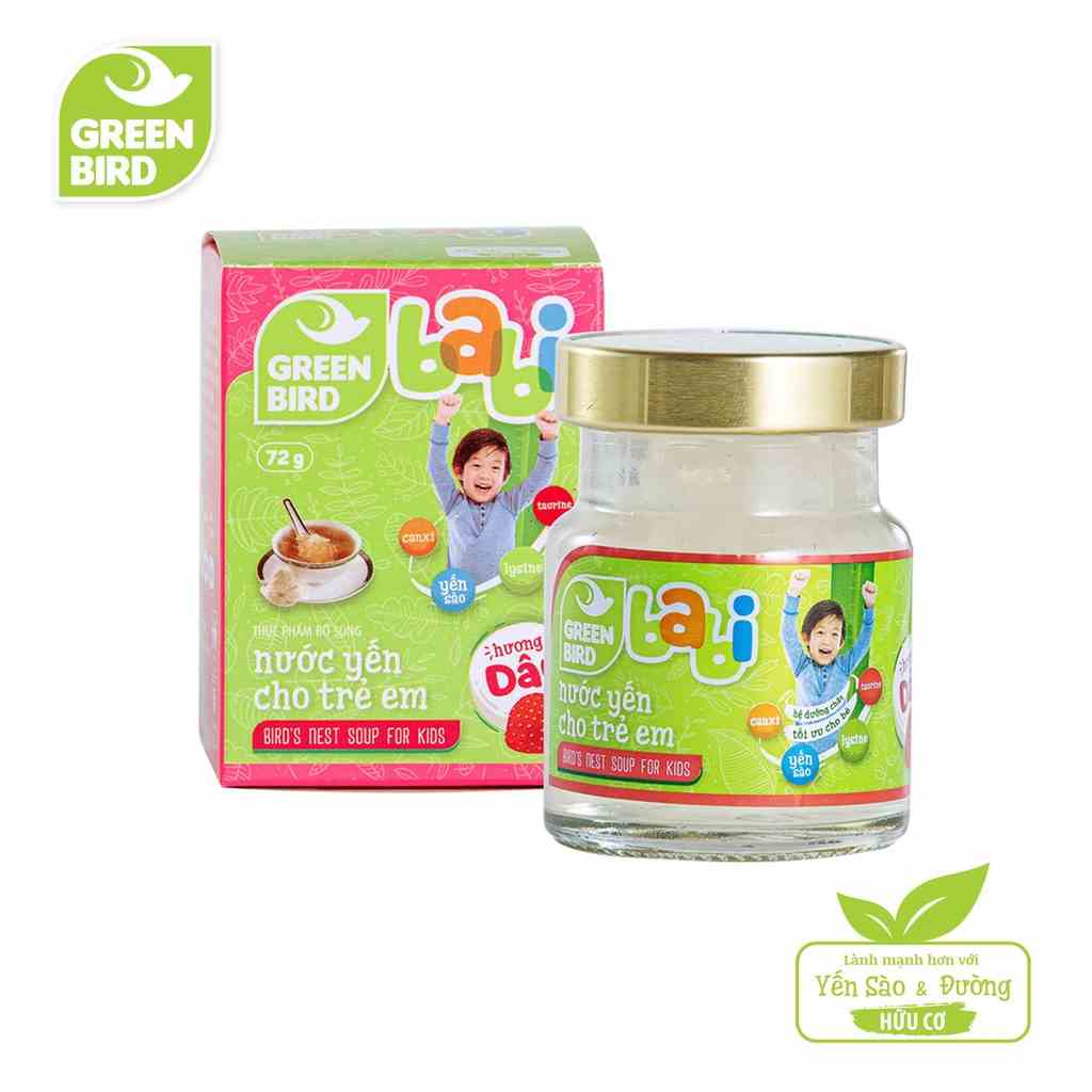 Green Bird - Babi Nước Yến Cho Trẻ Em Hương Dâu - Hũ Đơn (72g)